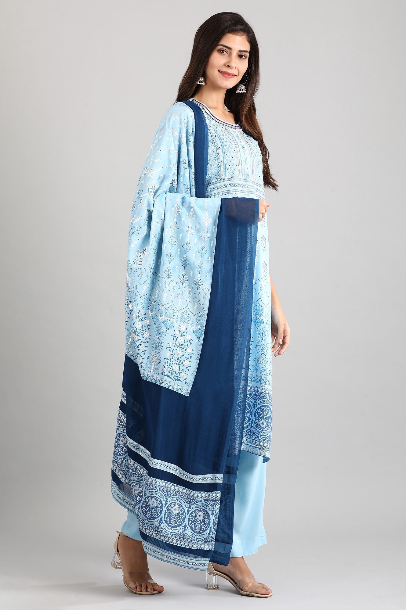 Blue Round Neck kurta Set