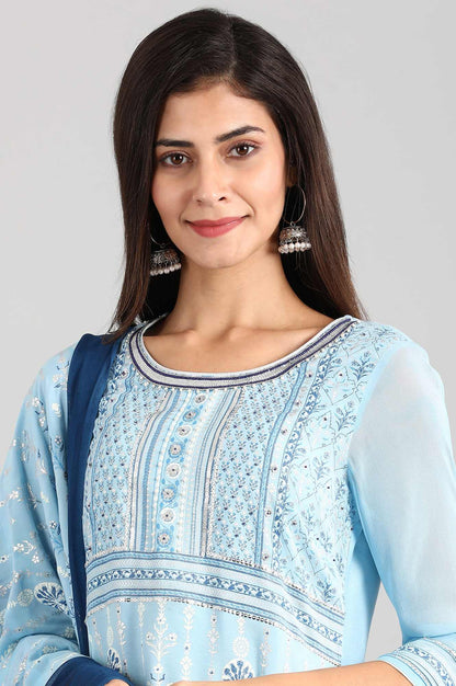 Blue Round Neck kurta Set