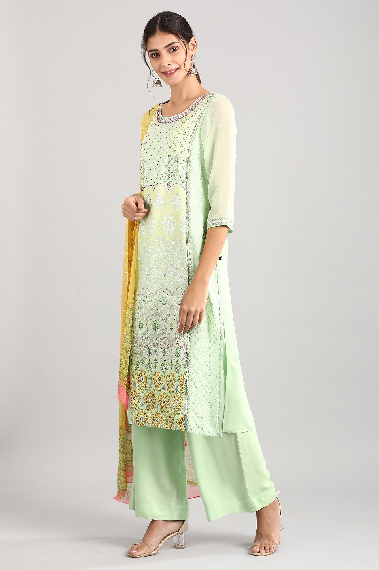 Green Round Neck kurta Set