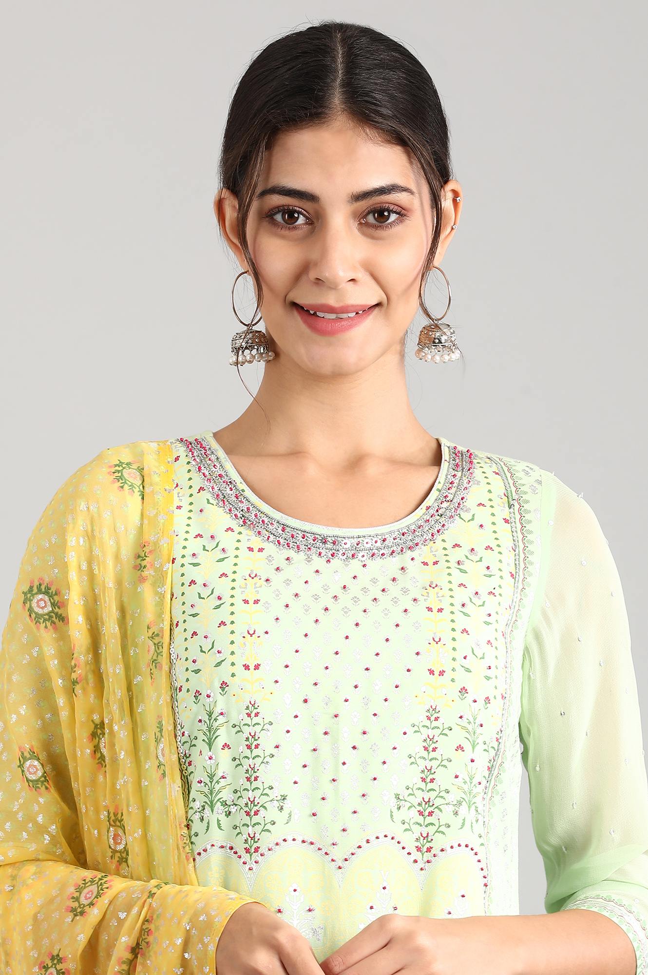 Green Round Neck kurta Set