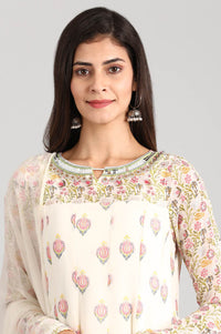 Off-White Round Neck kurta Set