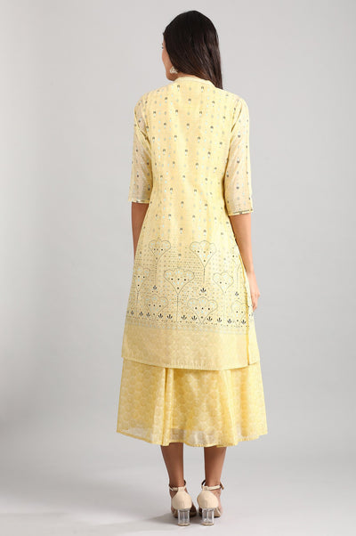 Yellow Round Neck Printed Set