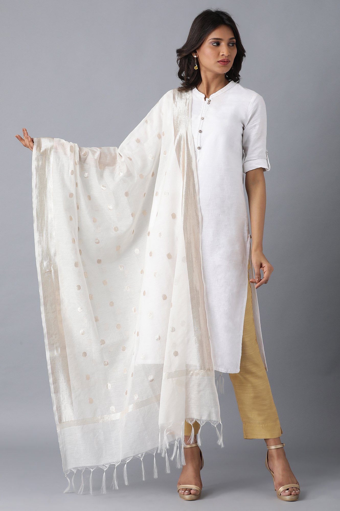 Natural White Cotton Dupatta