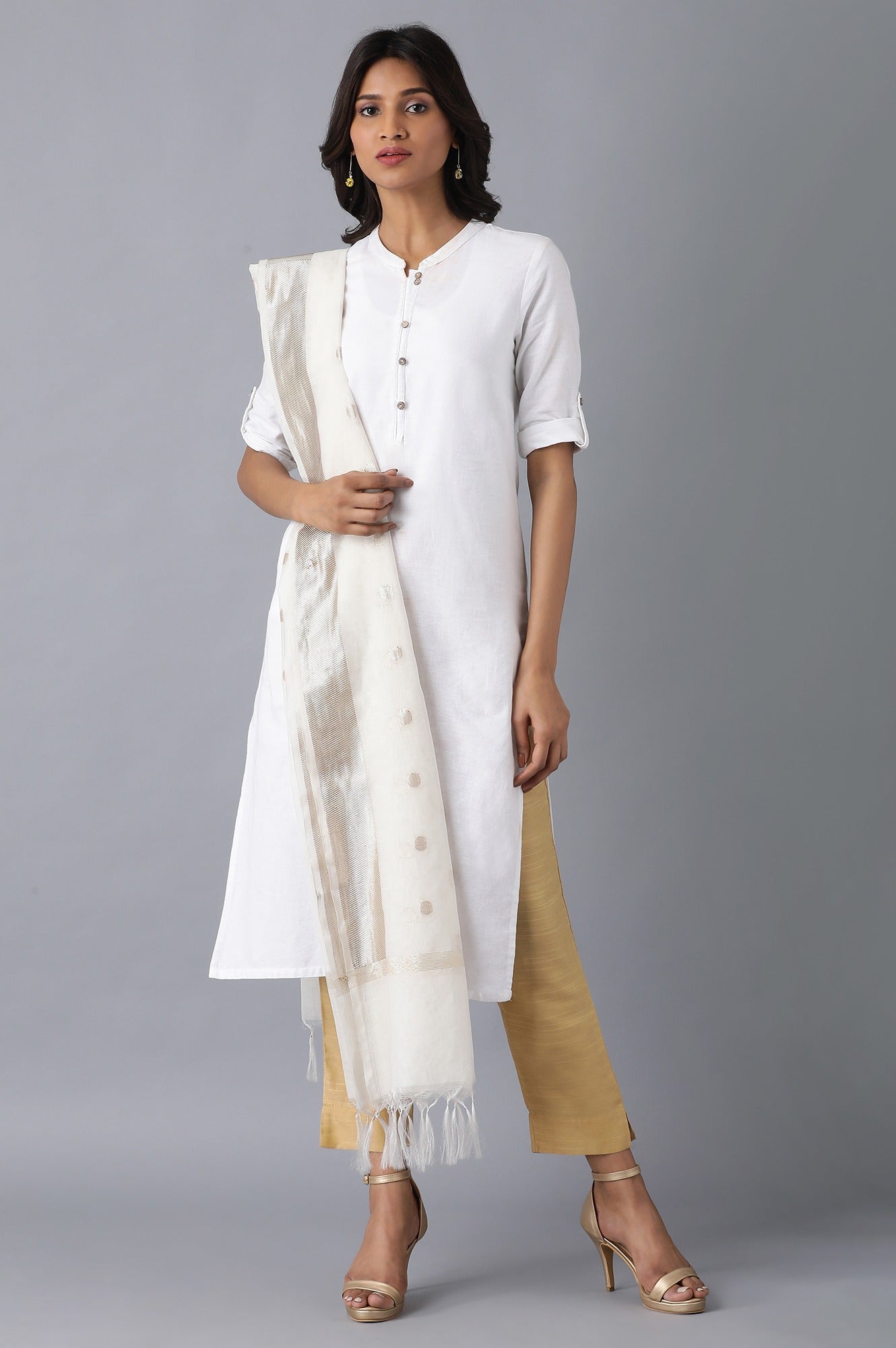 Natural White Cotton Dupatta