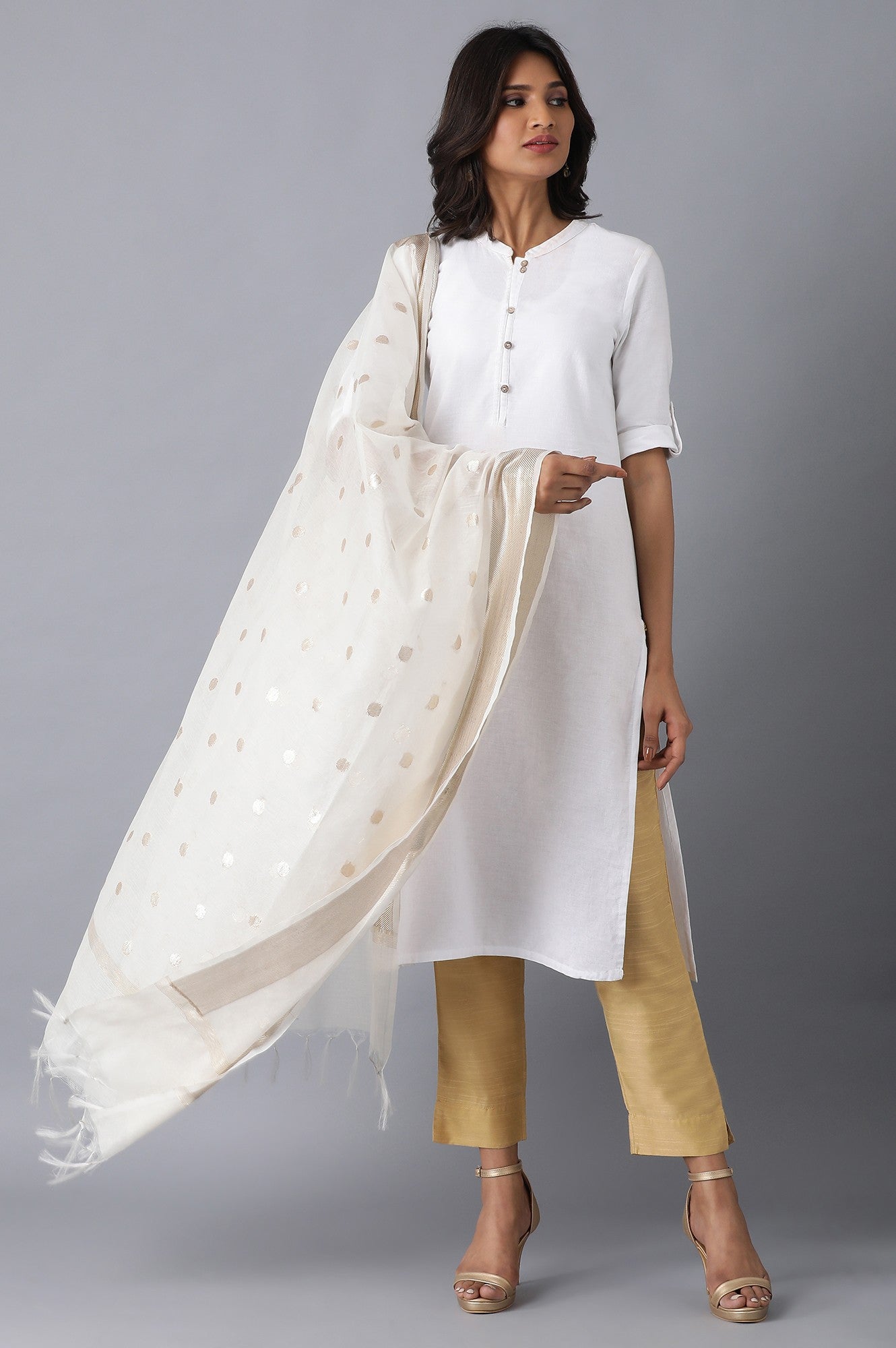 Natural White Cotton Dupatta