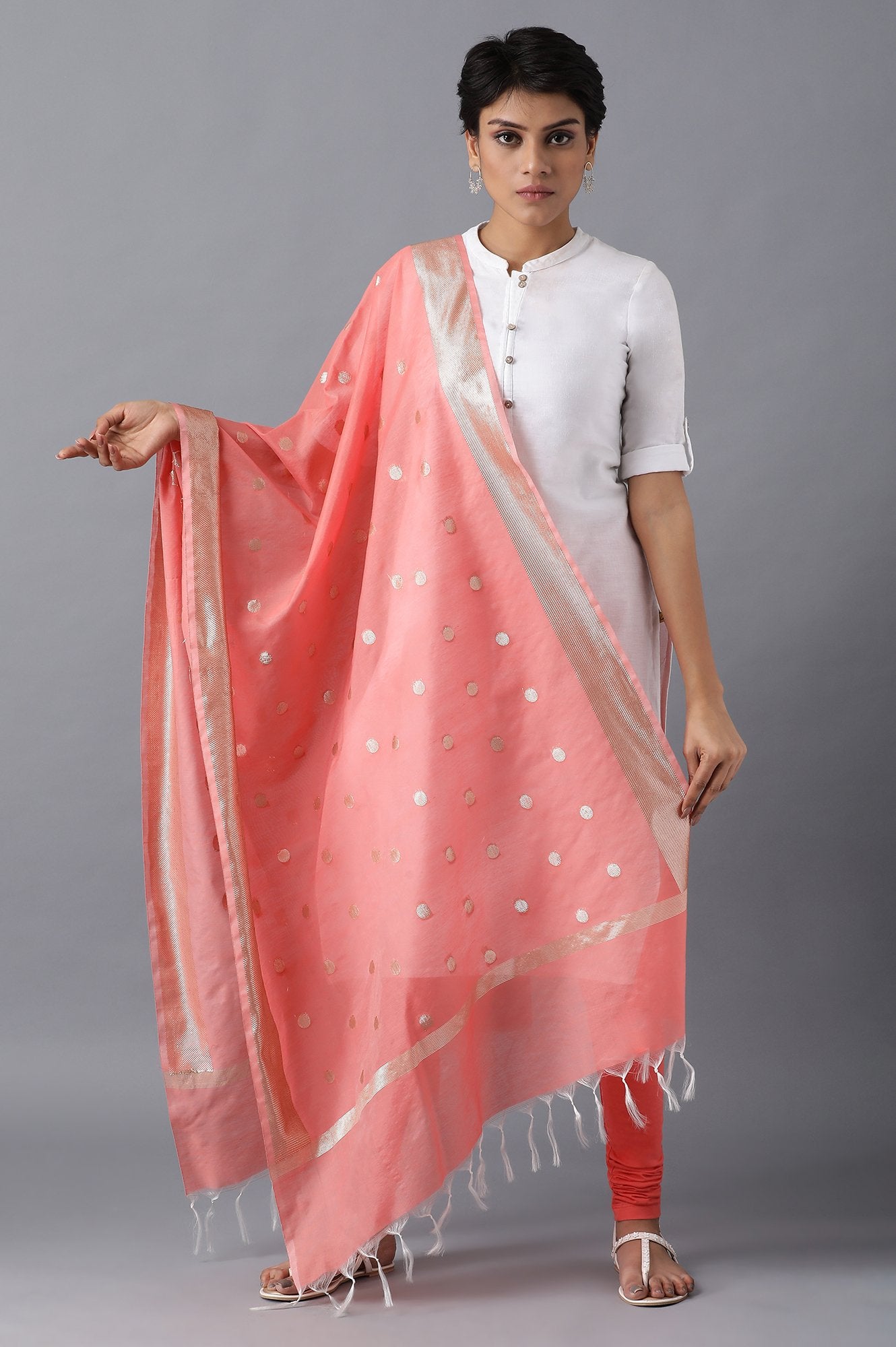 Peach Cotton Dupatta