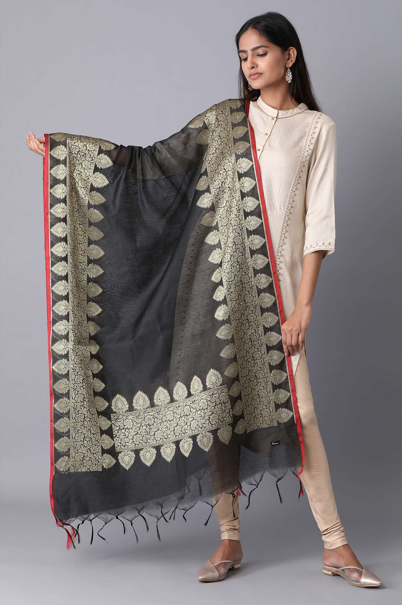 Black Banaras Jacquard Dupatta