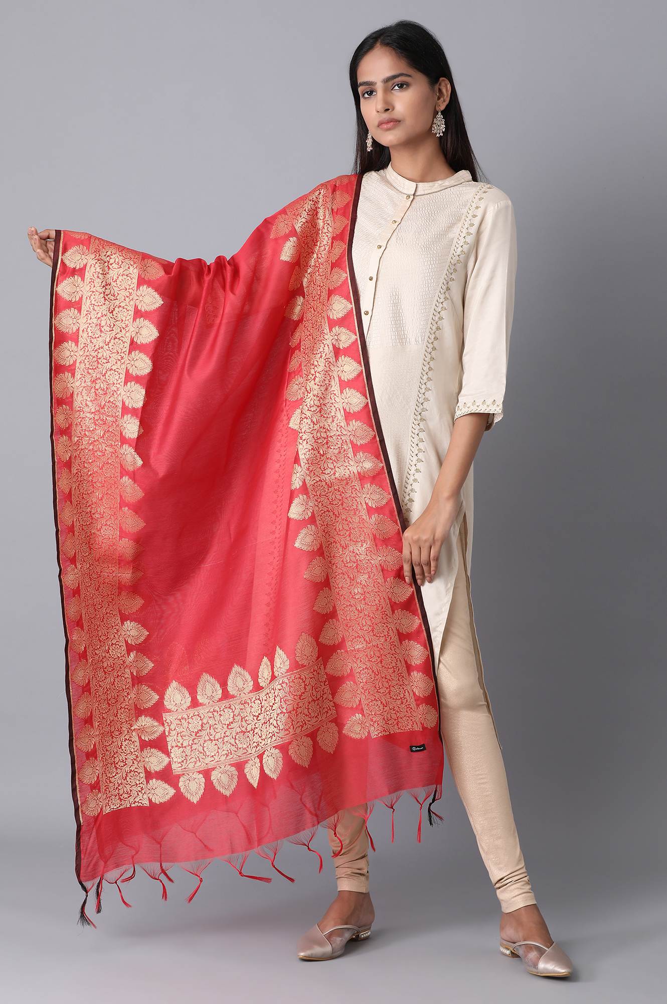 Red Banaras Jacquard Dupatta