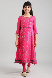 Pink kurta-Tights-Dupatta Girls Set
