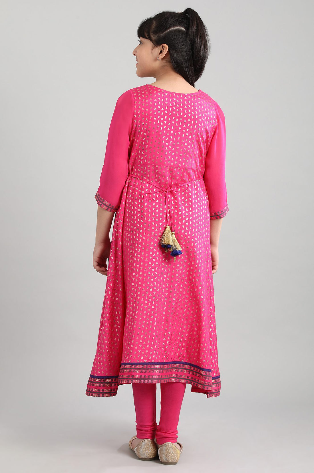 Pink kurta-Tights-Dupatta Girls Set
