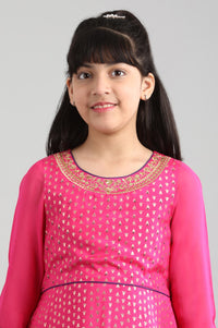 Pink kurta-Tights-Dupatta Girls Set