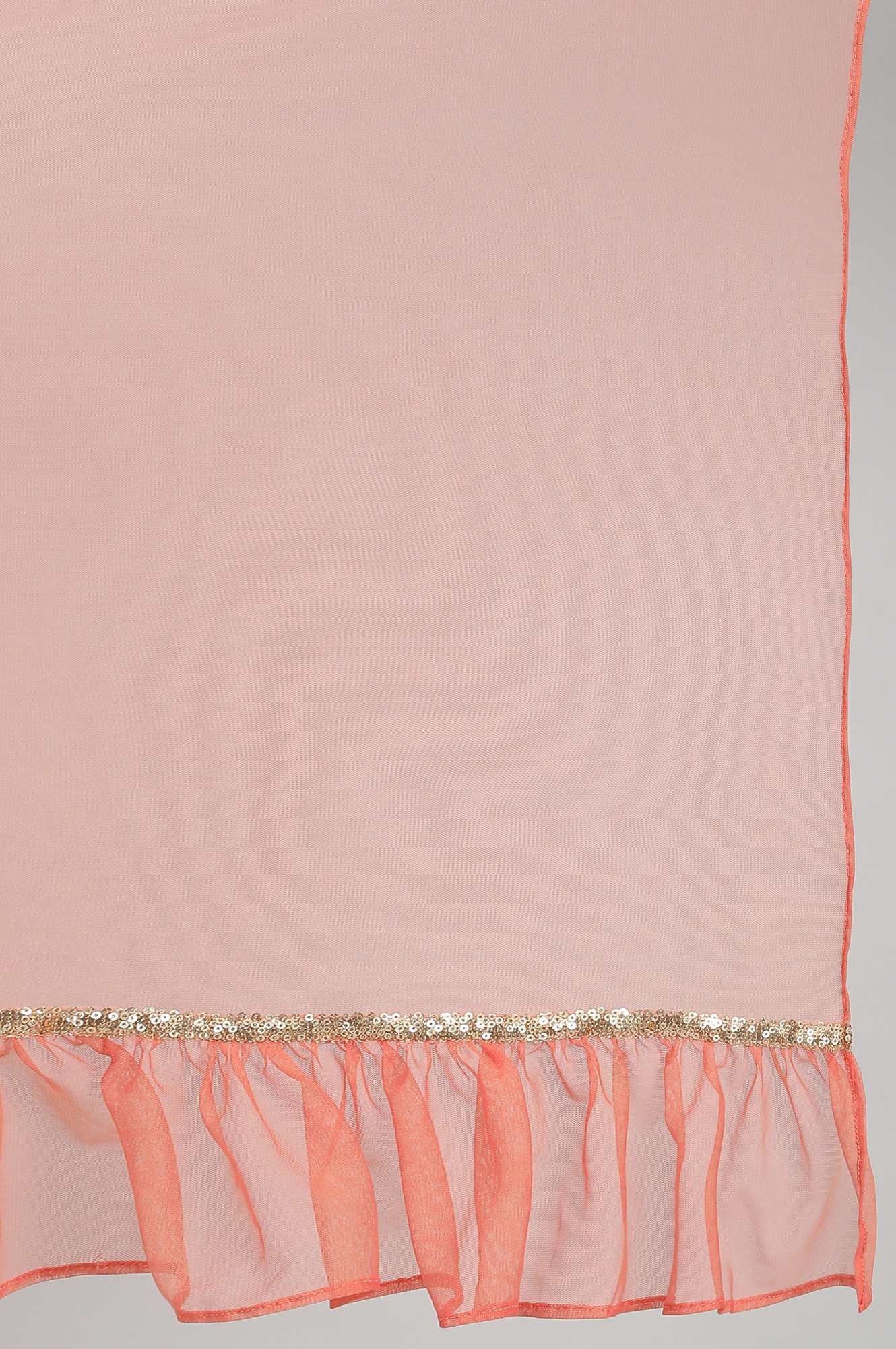 Grey kurta-Peach Sharara-Dupatta Set