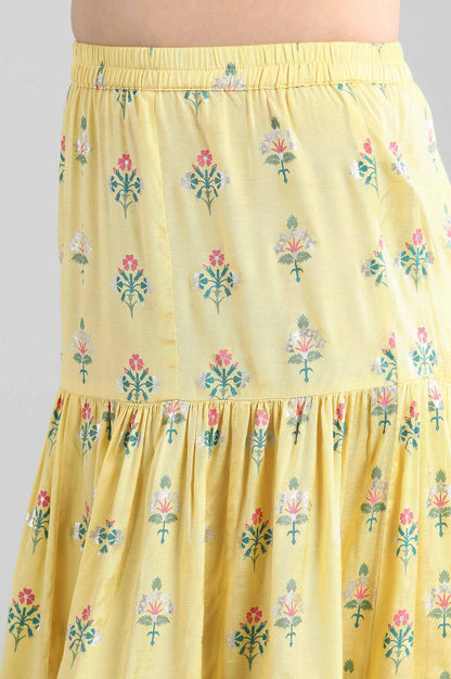 Yellow Crop Top-Skirt-Dupatta Girls Set