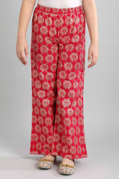 Pink Printed kurta- Palazzo-Dupatta Girls Set