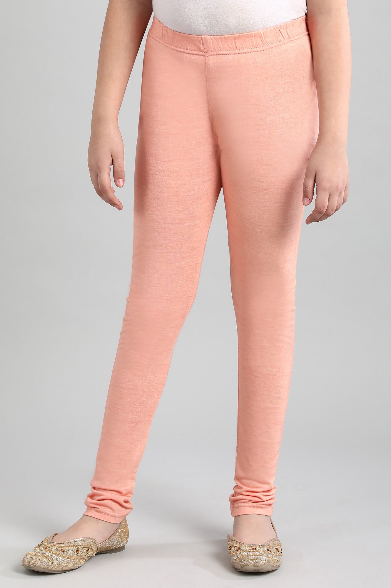 Peach Amber kurta-Tights Girls Set