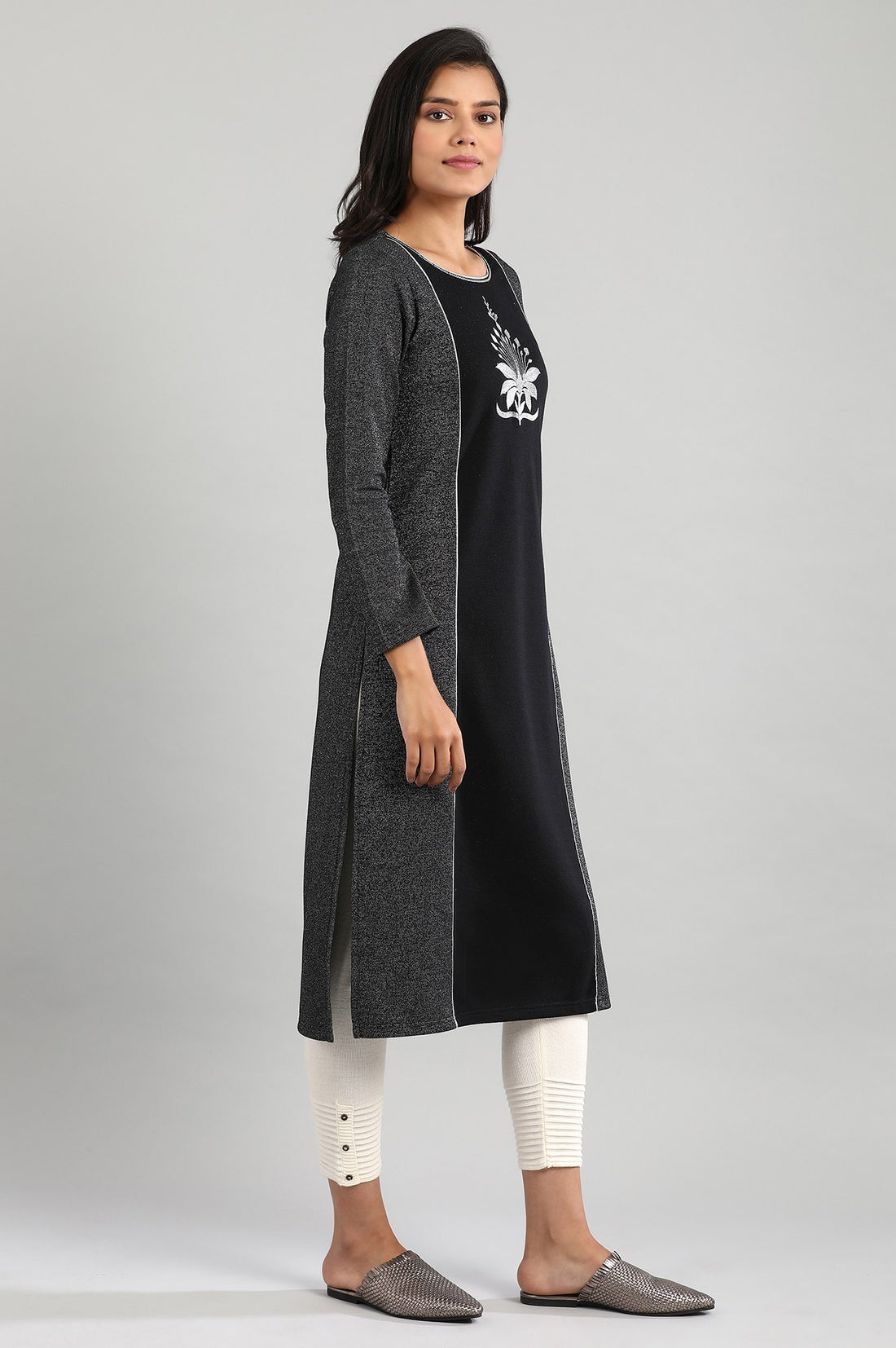 Black Round Neck Winter kurta