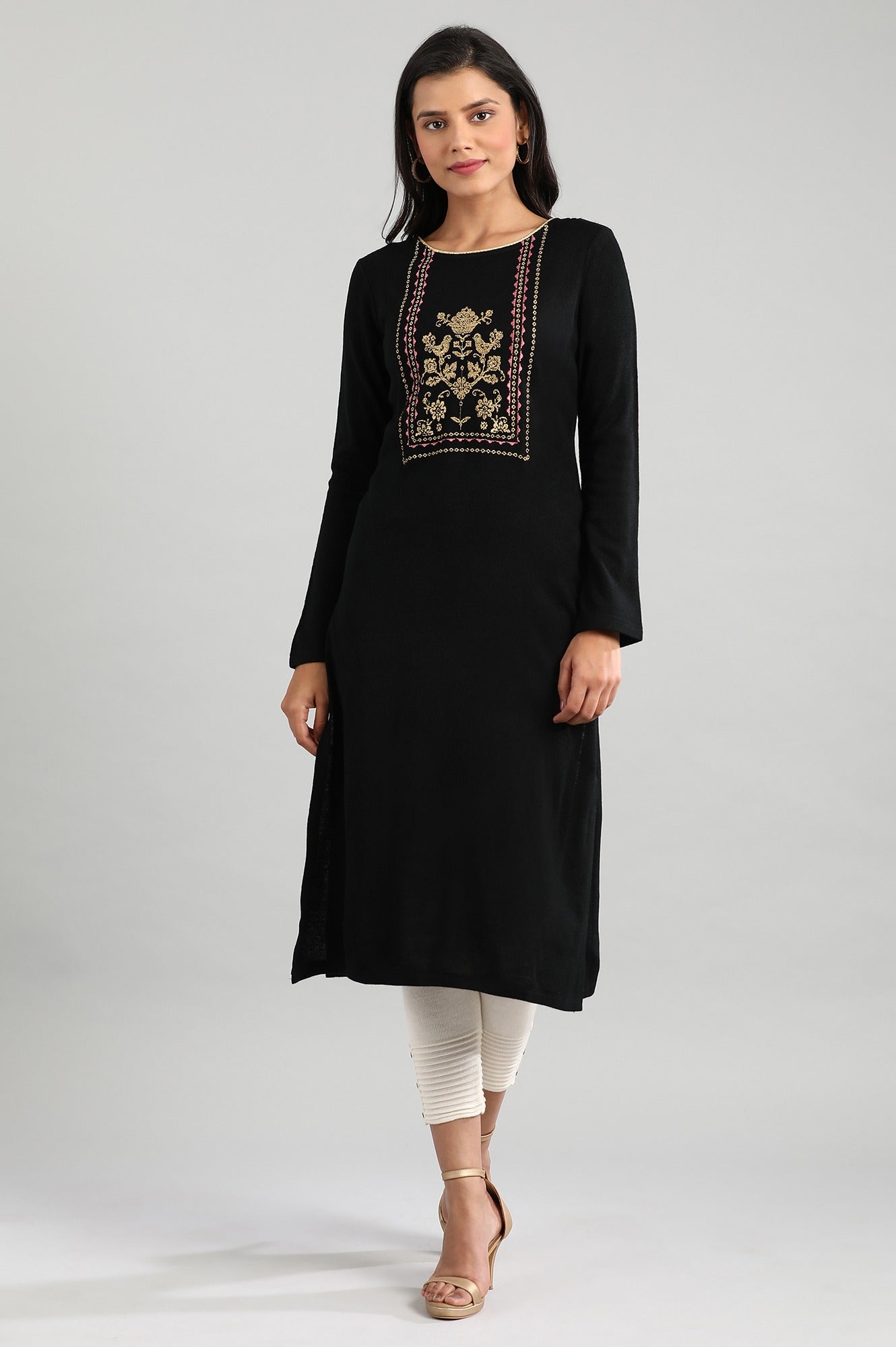 Black Round Neck Winter kurta