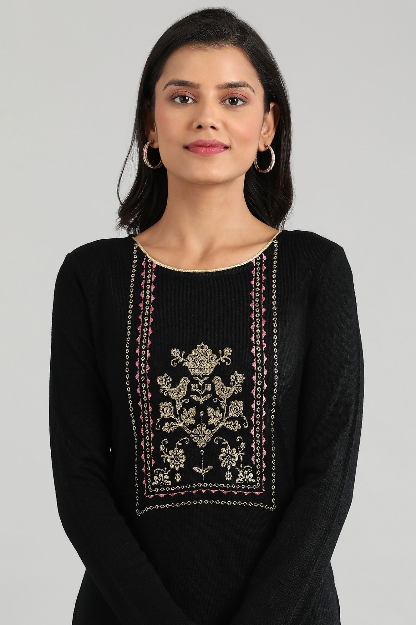 Black Round Neck Winter kurta