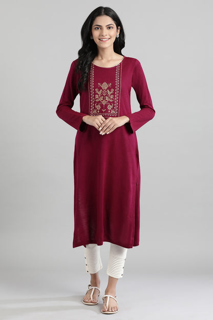 Purple Round Neck Winter kurta