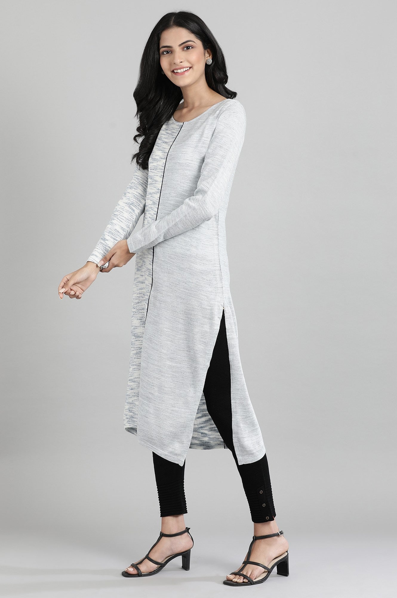 Mint Round Neck Winter kurta