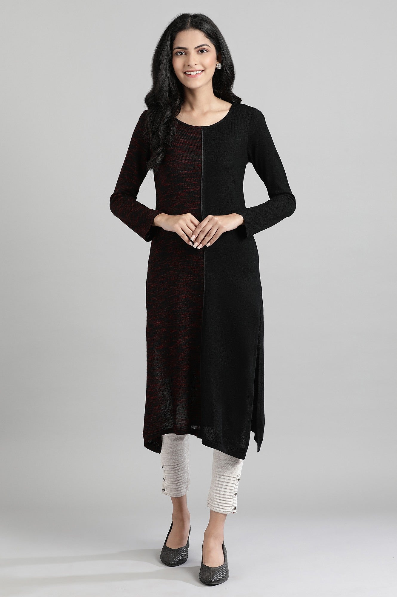 Black Round Neck Winter kurta