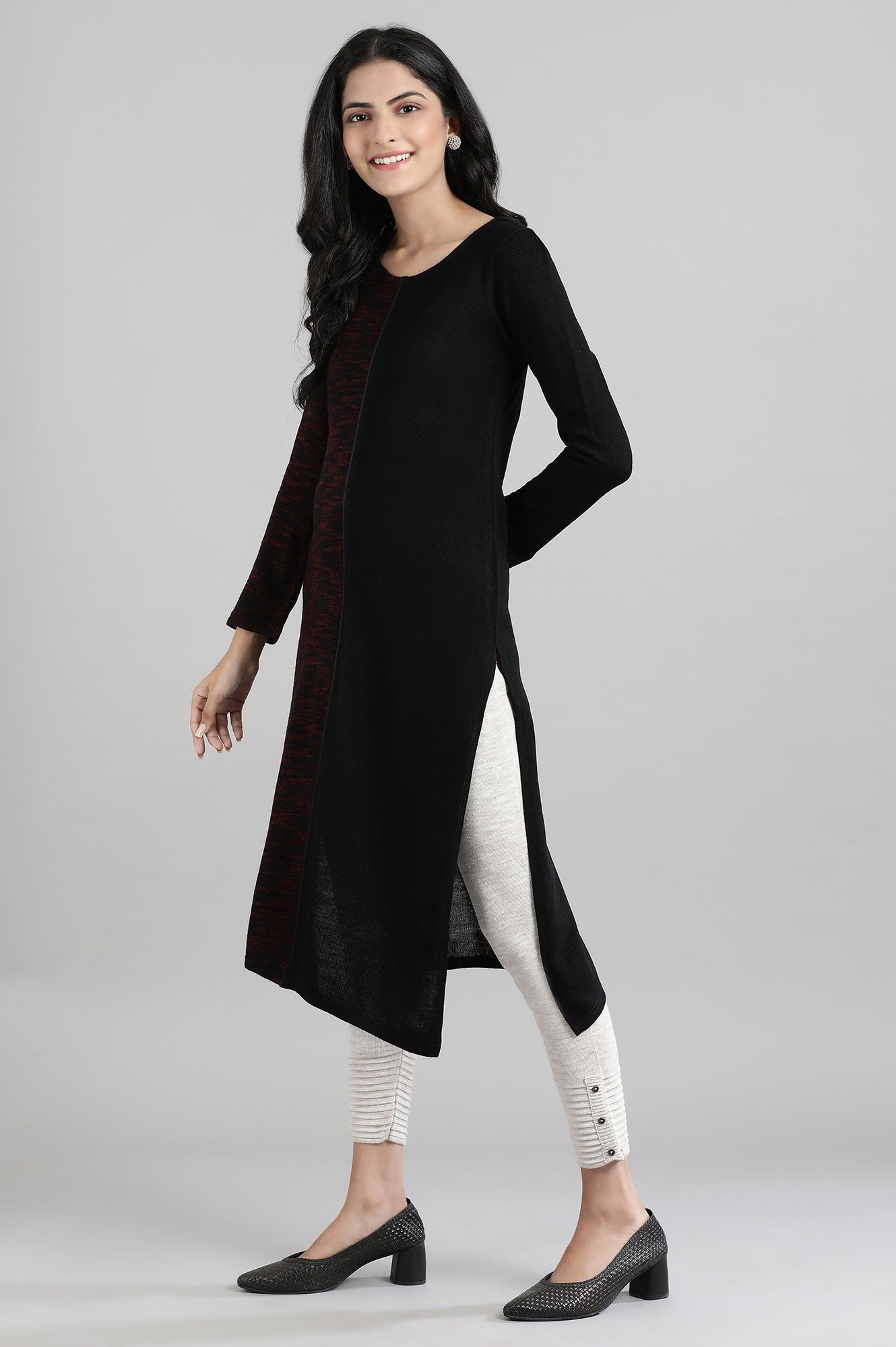 Black Round Neck Winter kurta