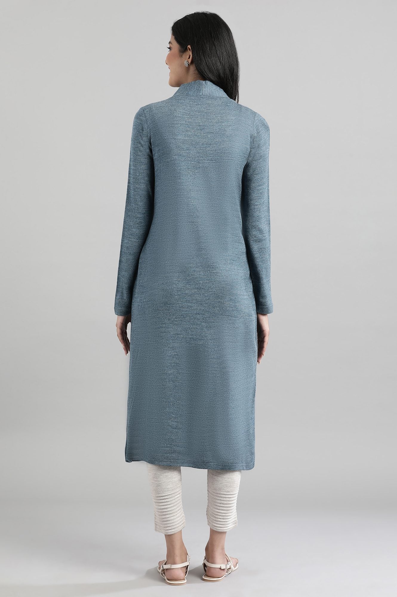 Blue Round Neck Winter kurta