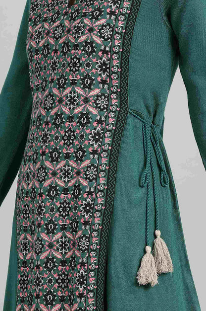 Green Mandarin Neck Winter kurta