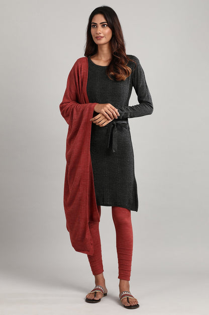 Grey Round Neck Winter Dress