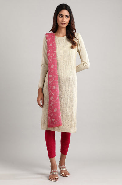 Beige Round Neck Winter kurta