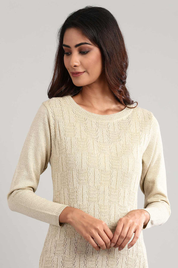 Elleven Women's Beige Round Neck Winter kurta