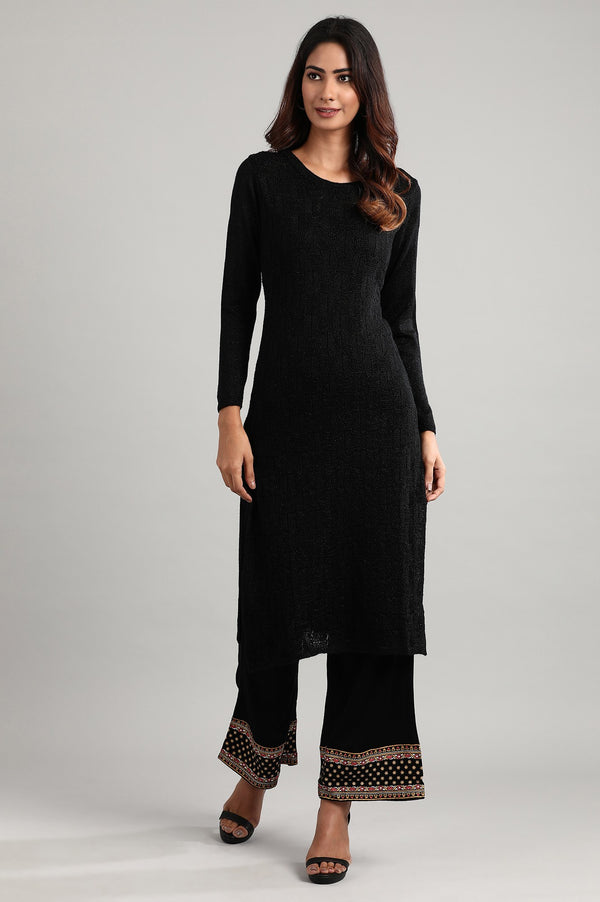 Black Round Neck Winter kurta