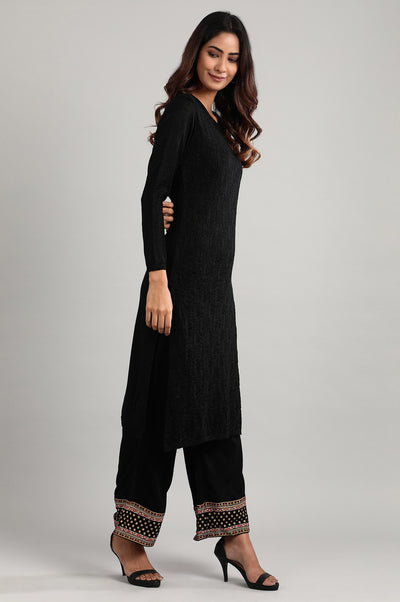 Black Round Neck Winter kurta