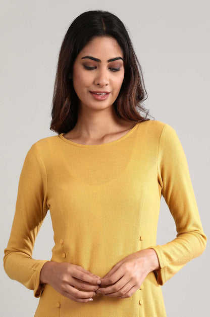 Yellow Round Neck Winter kurta