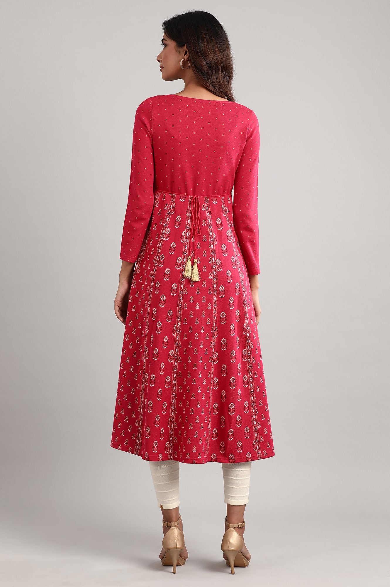 Pink Round Neck Winter kurta