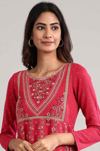 Pink Round Neck Winter kurta