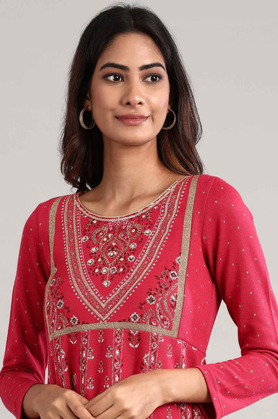 Pink Round Neck Winter kurta