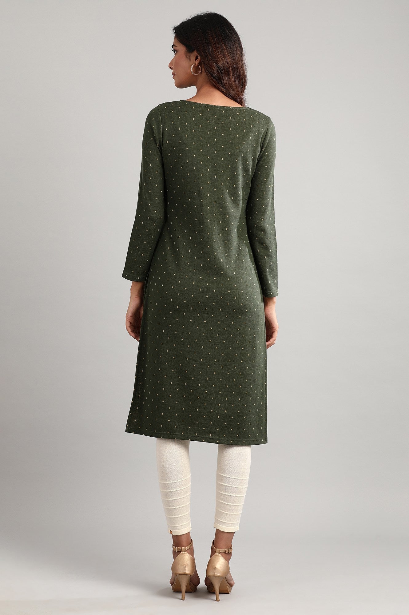 Green Round Neck Winter kurta