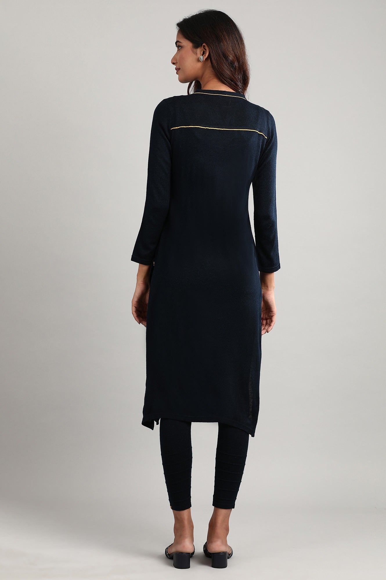 Blue Mandarin Neck Winter kurta