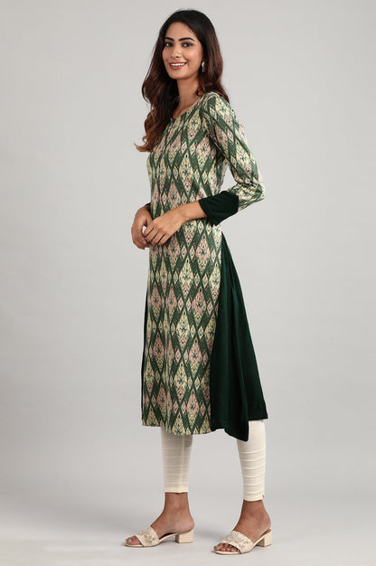 Green Round Neck Winter kurta