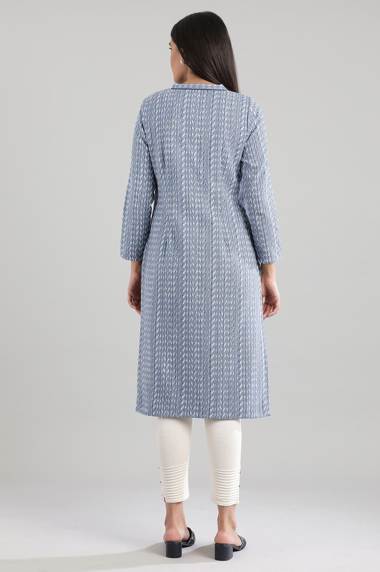 Blue Mandarin Neck Winter kurta