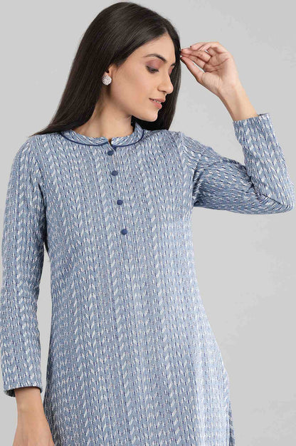 Blue Mandarin Neck Winter kurta