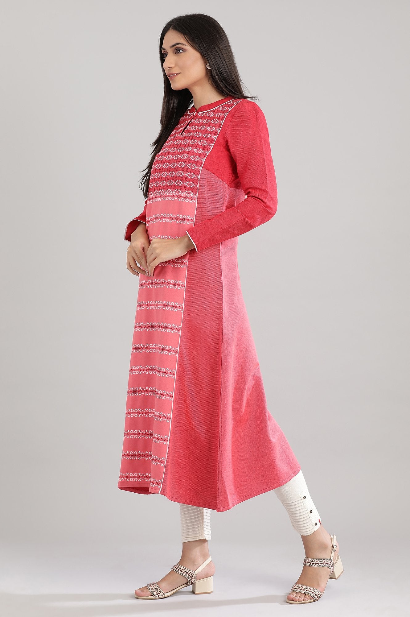 Red Mandarin Neck Winter kurta