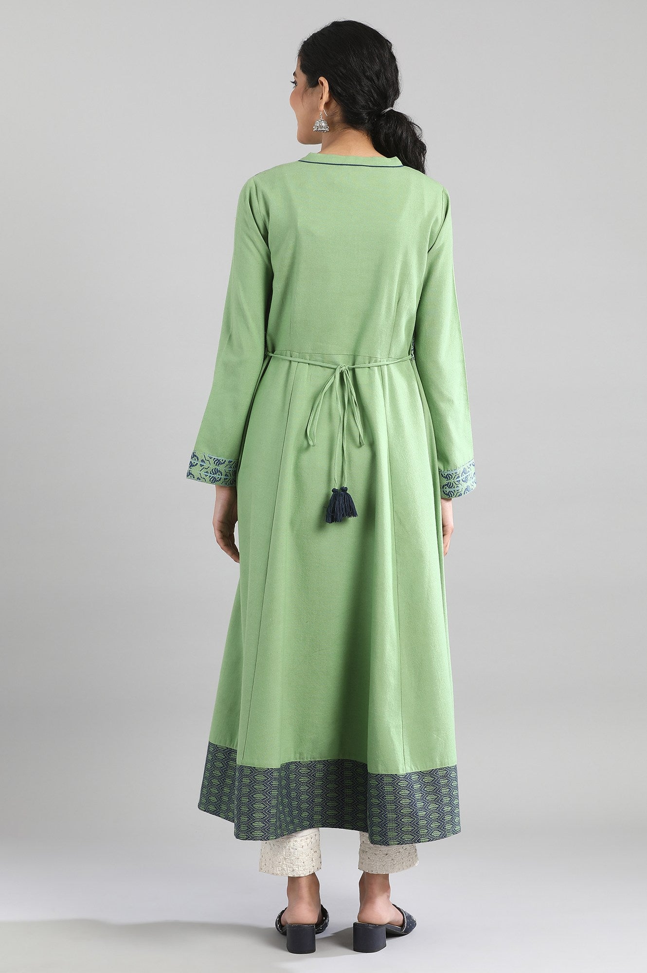 Green Mandarin Neck Winter kurta