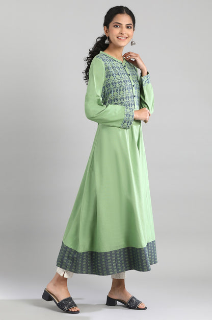 Green Mandarin Neck Winter kurta