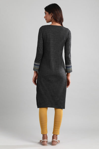 Grey Round Neck Winter kurta