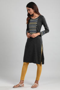 Grey Round Neck Winter kurta