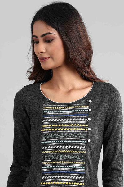 Grey Round Neck Winter kurta