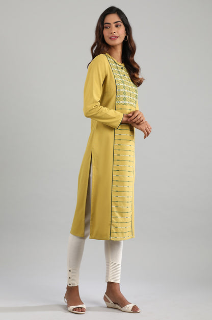 Yellow Mandarin Neck Winter kurta