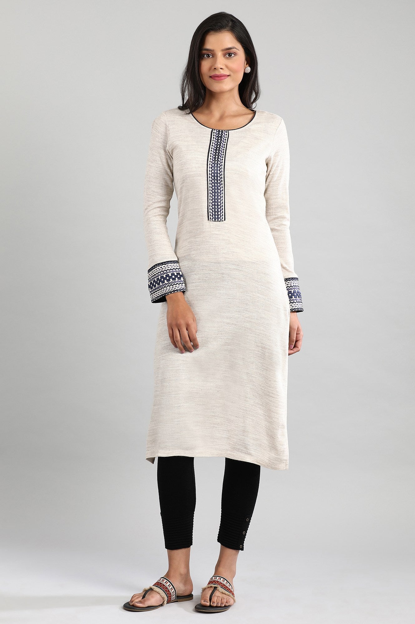 Melange Round Neck Winter kurta